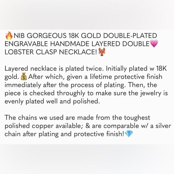 NEW 14K GOLD DOUBLE LAYERED ENGRAVABLE NECKLACE! - Picture 4 of 4